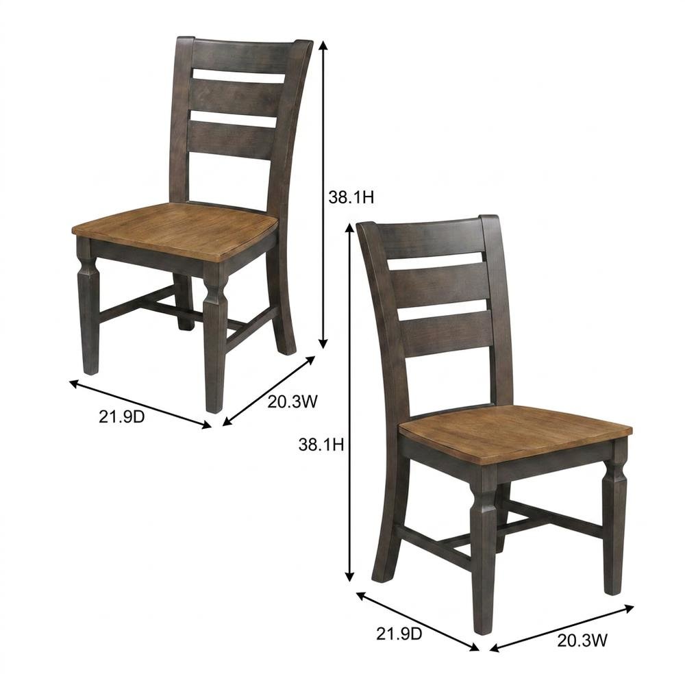 Solid Wood Ladderback Farmhouse Dining Chairs for Dining Room, Set of 2