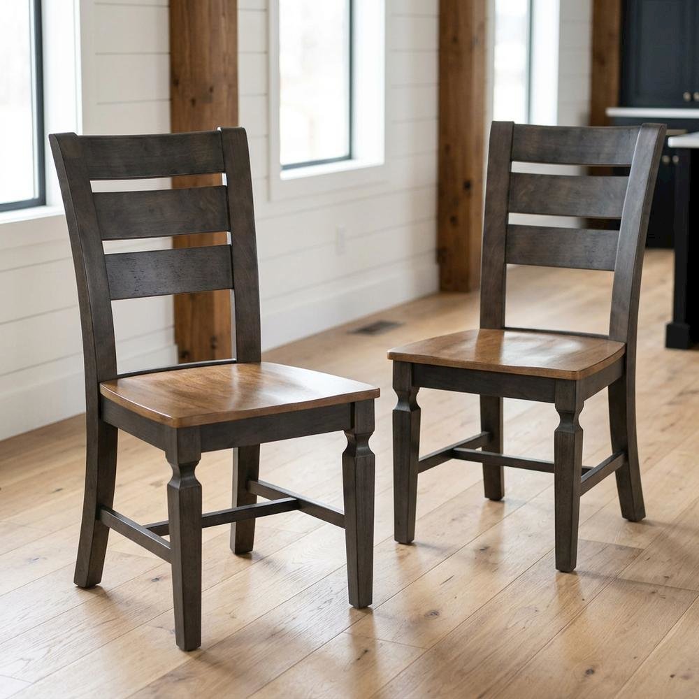 Solid Wood Ladderback Farmhouse Dining Chairs for Dining Room, Set of 2