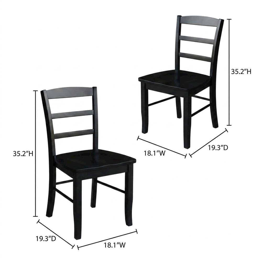 Solid Wood Ladderback Dining Chairs for Kitchen and Dining Room, Set of 2
