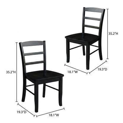 Solid Wood Ladderback Dining Chairs for Kitchen and Dining Room, Set of 2