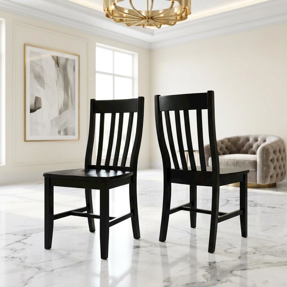 Solid Wood Armless Dining Chairs, Stackable Hardwood Kitchen Seating Set