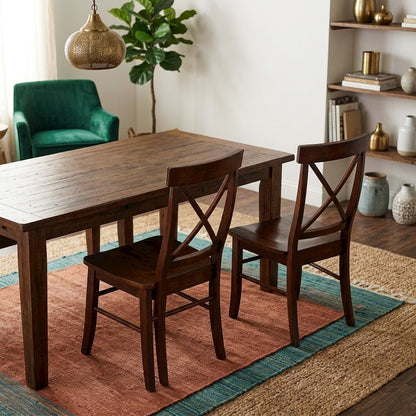 Solid Wood X-Back Dining Chair, Hardwood Side Chair for Dining Room