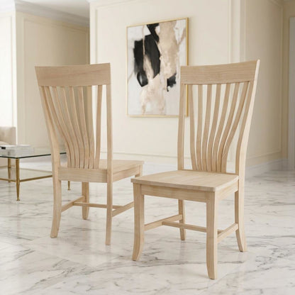 Unfinished Solid Hardwood Dining Chairs for Kitchen or Dining Room, Set of 2