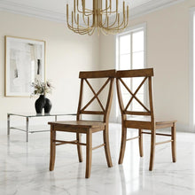 Solid Hardwood X-Back Dining Chair with Contoured Wood Seat for Dining Room
