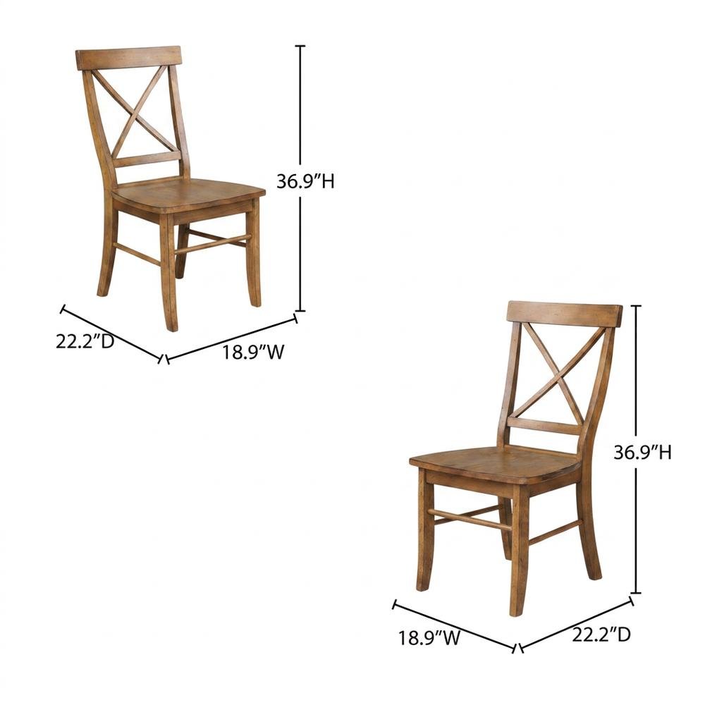 Solid Hardwood X-Back Dining Chair with Contoured Wood Seat for Dining Room