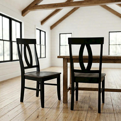 Solid Wood Dining Chairs with Washed Finish for Dining Room, Set of 2