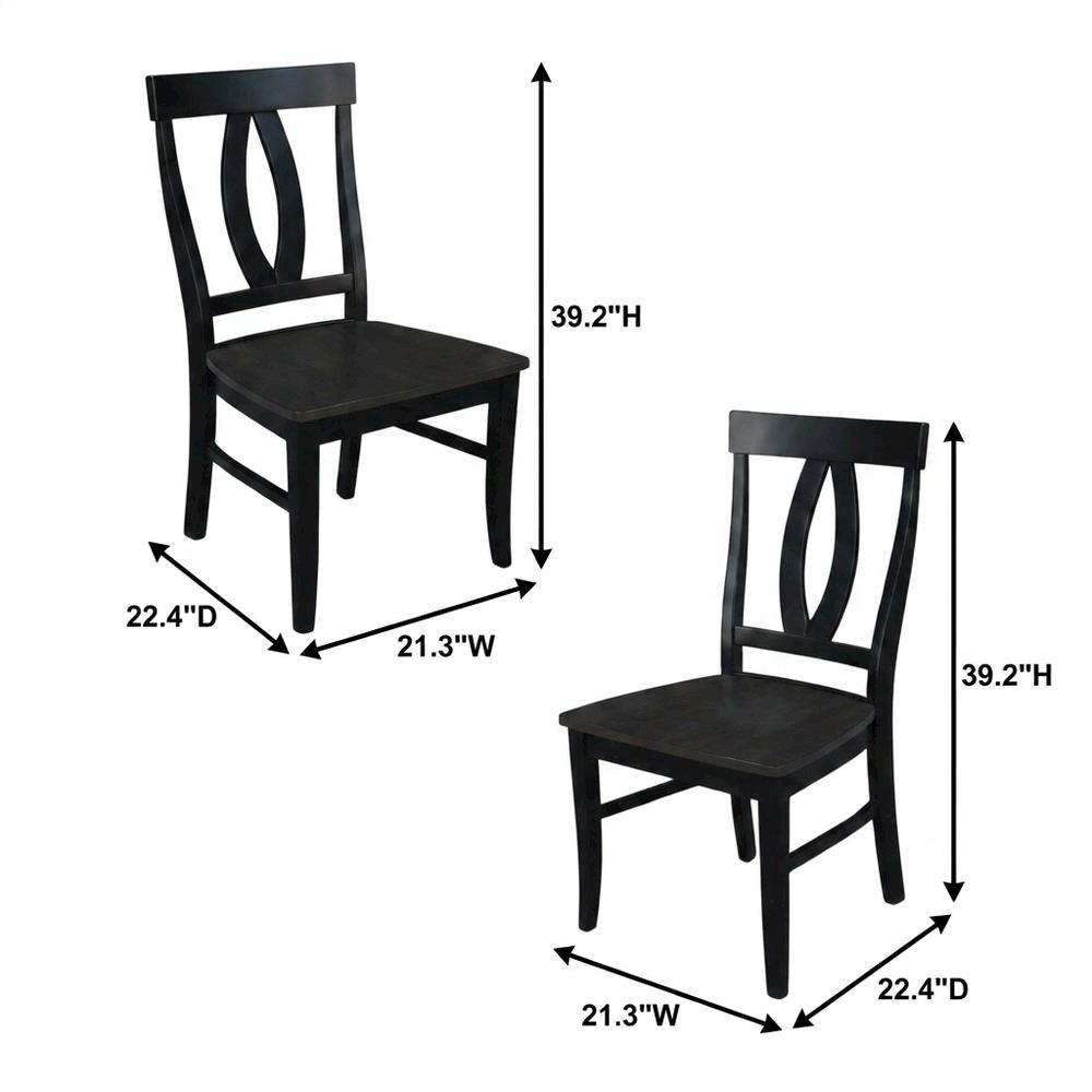 Solid Wood Dining Chairs with Washed Finish for Dining Room, Set of 2