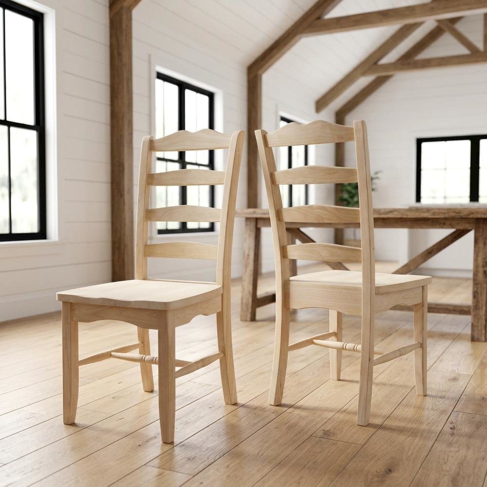 Magnolia Unfinished Hardwood Dining Chairs, Set of Two for Kitchen