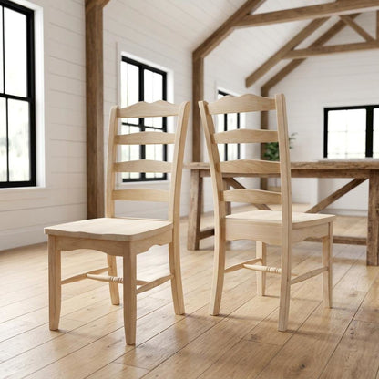 Magnolia Unfinished Hardwood Dining Chairs, Set of Two for Kitchen