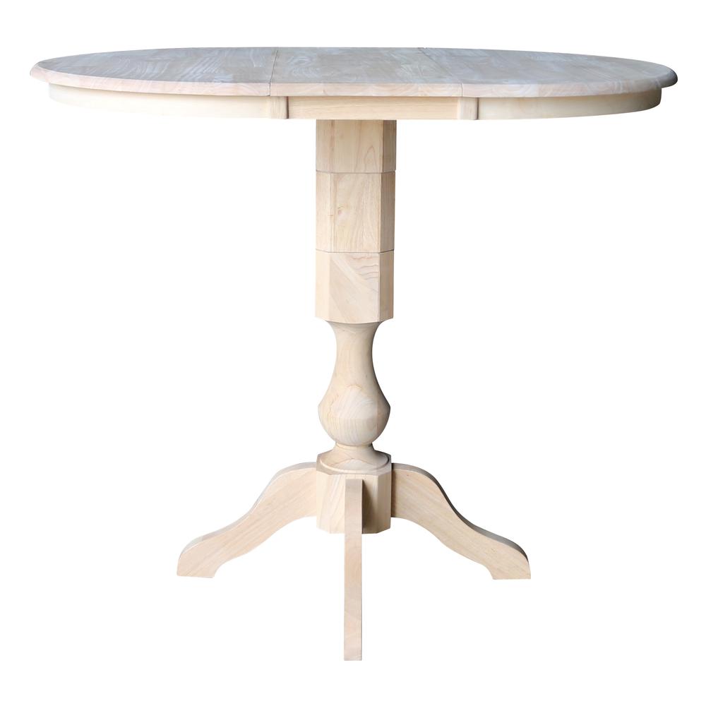 36" Round Top Pedestal Table With 12" Leaf - 34.9"H - Dining or Counter Height, Unfinished