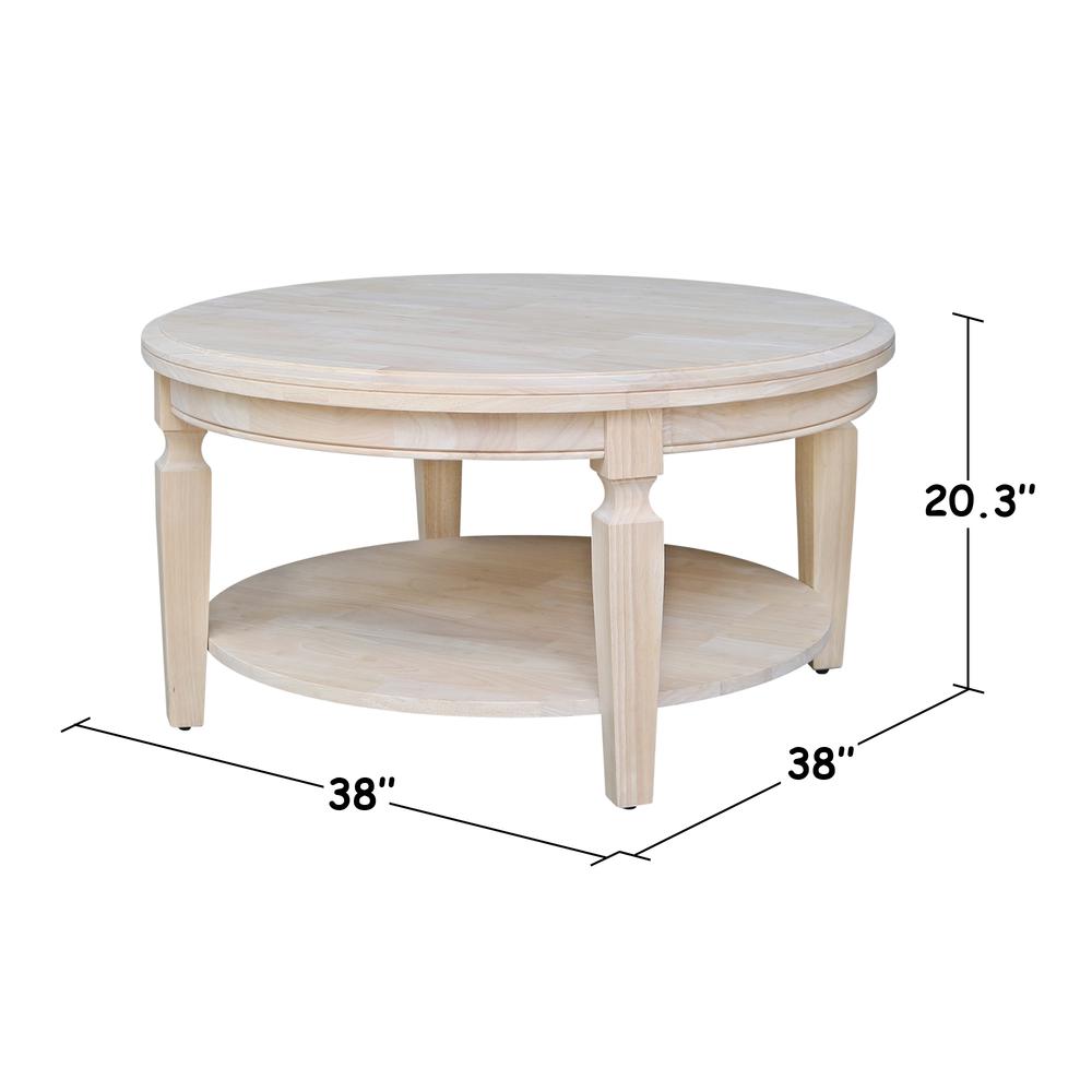 Vista Round Coffee Table, Unfinished, Ready to finish