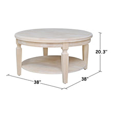 Vista Round Coffee Table, Unfinished, Ready to finish