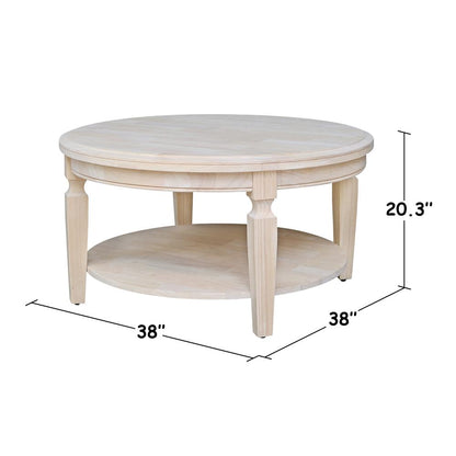 Vista Round Coffee Table, Unfinished, Ready to finish