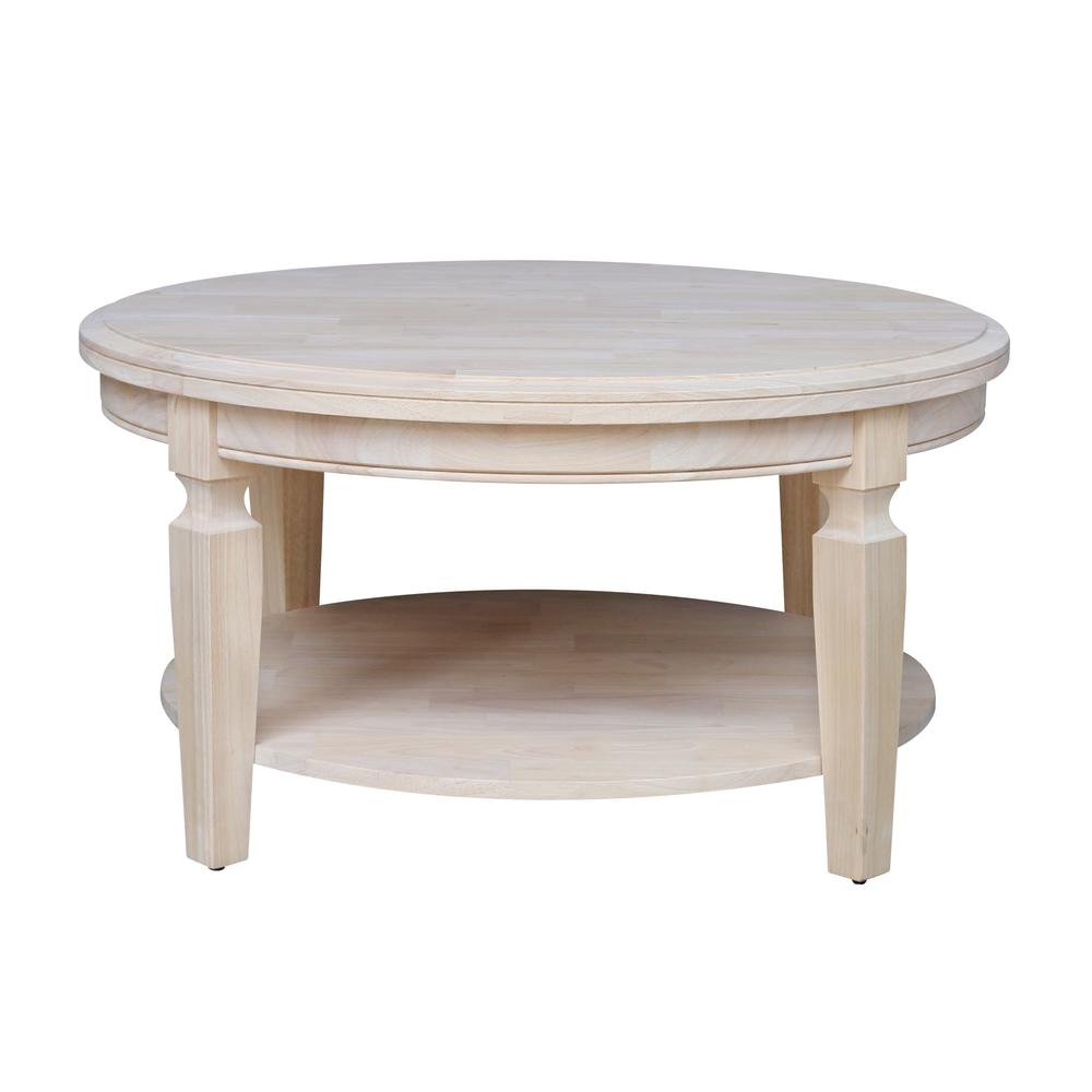Vista Round Coffee Table, Unfinished, Ready to finish