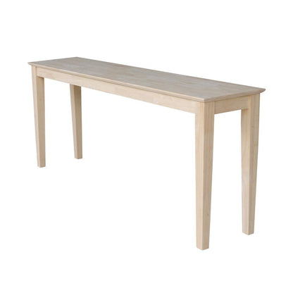 Shaker Console Table - Extended Length-72", Unfinished
