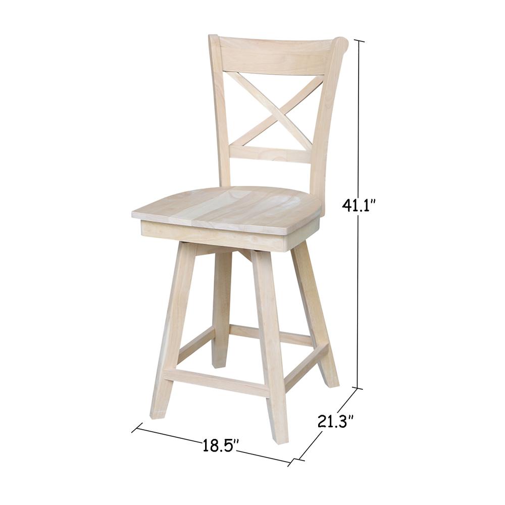Charlotte Counter height Stool - 24" Seat Height - With Swivel And Auto Return, Unfinished