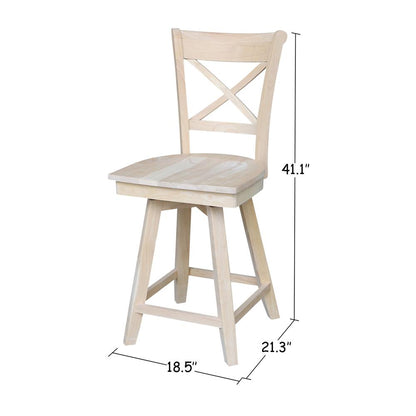 Charlotte Counter height Stool - 24" Seat Height - With Swivel And Auto Return, Unfinished