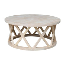 Unfinished Round Coffee Table with Parawood Construction and Sturdy Design
