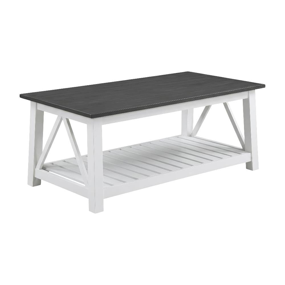 White Heather Gray Coffee Table with Parawood Frame and Sturdy Construction