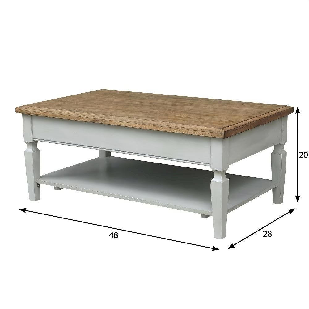 Coffee Table Hickory/Stone Hardwood Construction with Easy-Care Surface