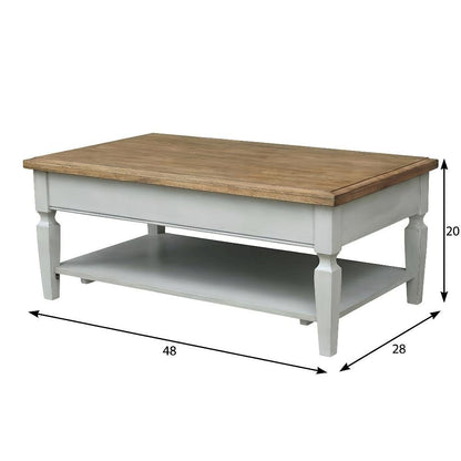 Coffee Table Hickory/Stone Hardwood Construction with Easy-Care Surface