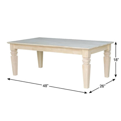 Unfinished Hardwood Coffee Table with Durable Construction and Easy Maintenance