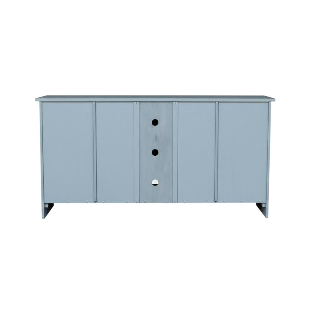 Ocean Blue Hardwood Entertainment Stand with 2 Doors