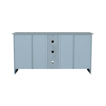 Ocean Blue Hardwood Entertainment Stand with 2 Doors