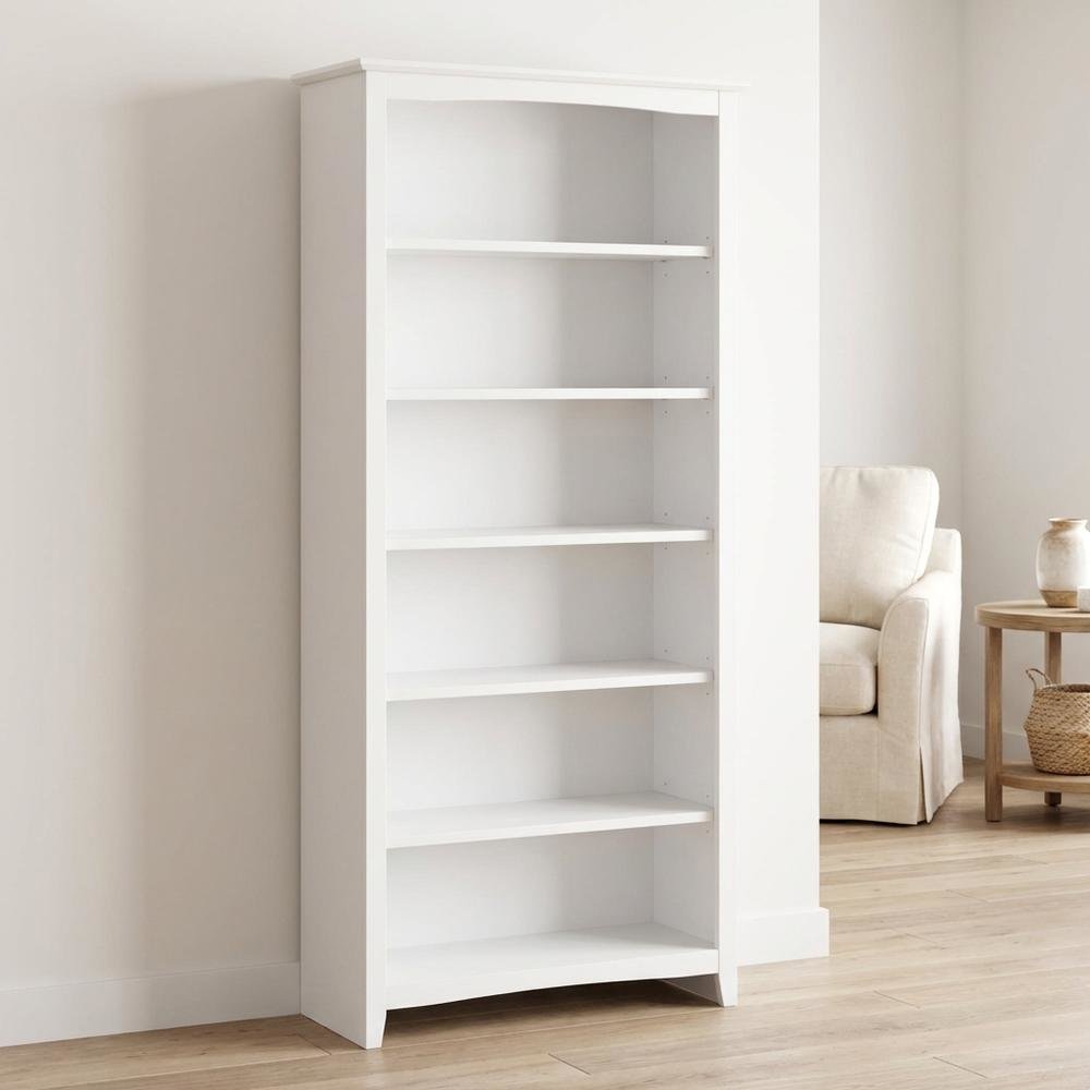 Modern black wood bookcase with adjustable shelves and sleek design