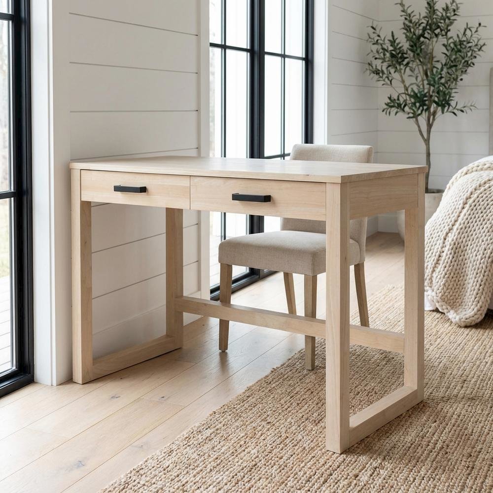 Wooden Office Desk With Two Drawers In Brown For Workspace Organization