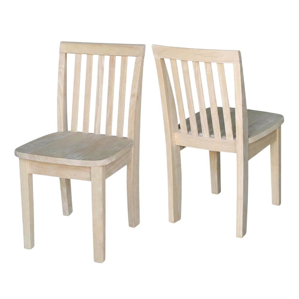 Solid Wood Dining Chairs, Mission-Style Juvenile Unfinished Hardwood Set
