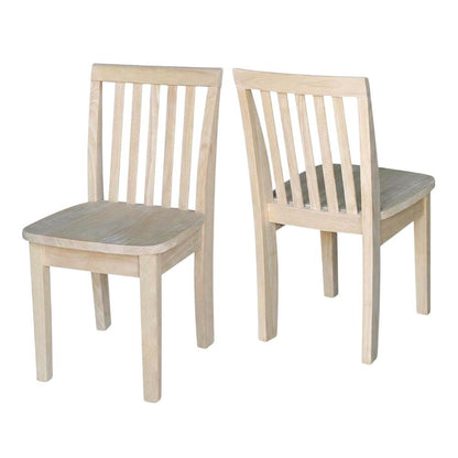 Solid Wood Dining Chairs, Mission-Style Juvenile Unfinished Hardwood Set