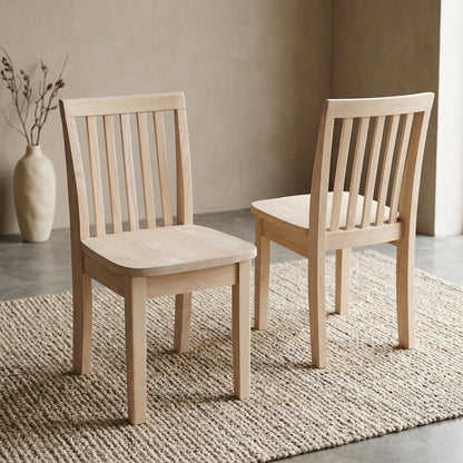 Solid Wood Dining Chairs, Mission-Style Juvenile Unfinished Hardwood Set