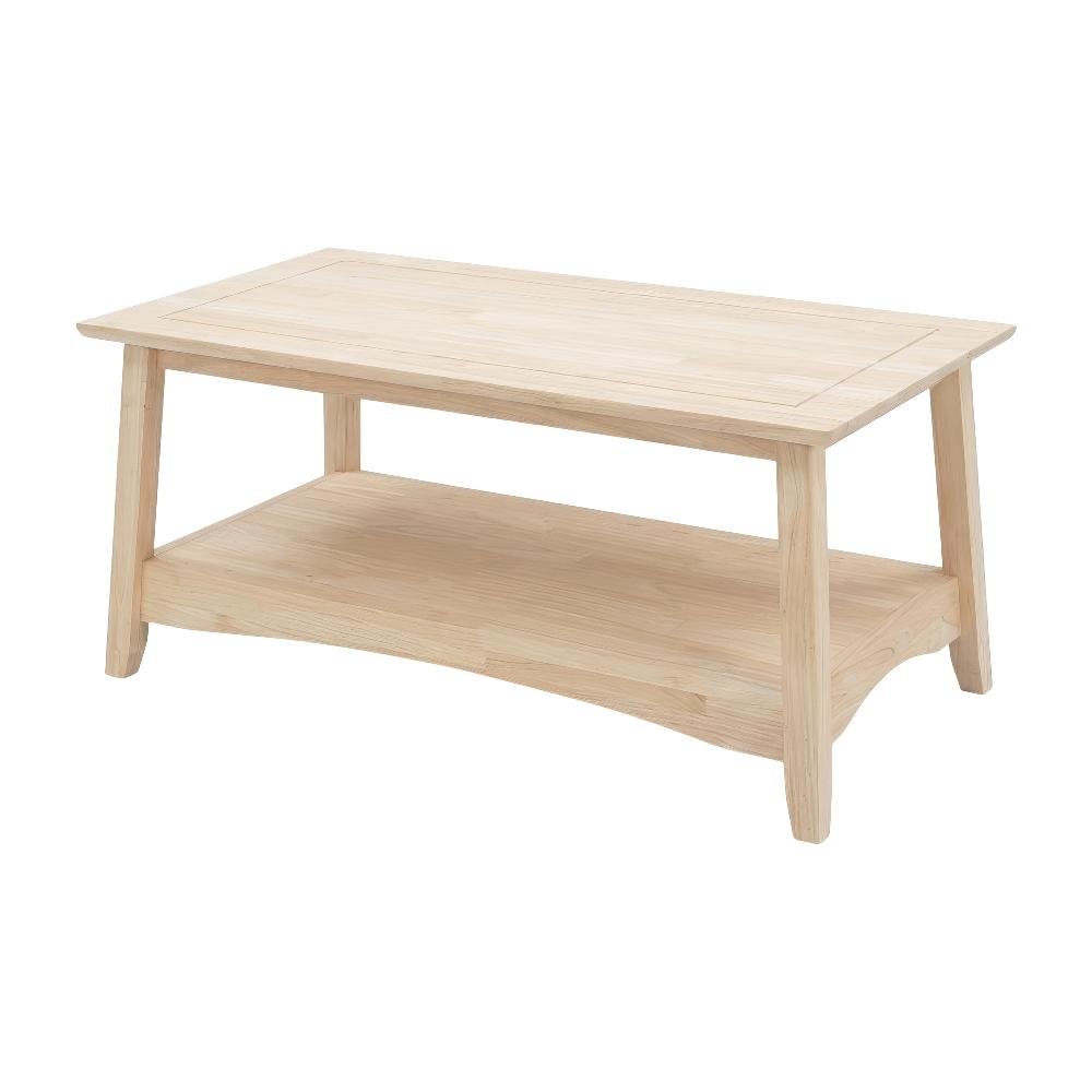 Unfinished Hardwood Coffee Table with Tall Design and Easy Care Finish