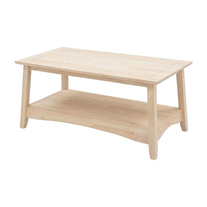 Unfinished Hardwood Coffee Table with Tall Design and Easy Care Finish