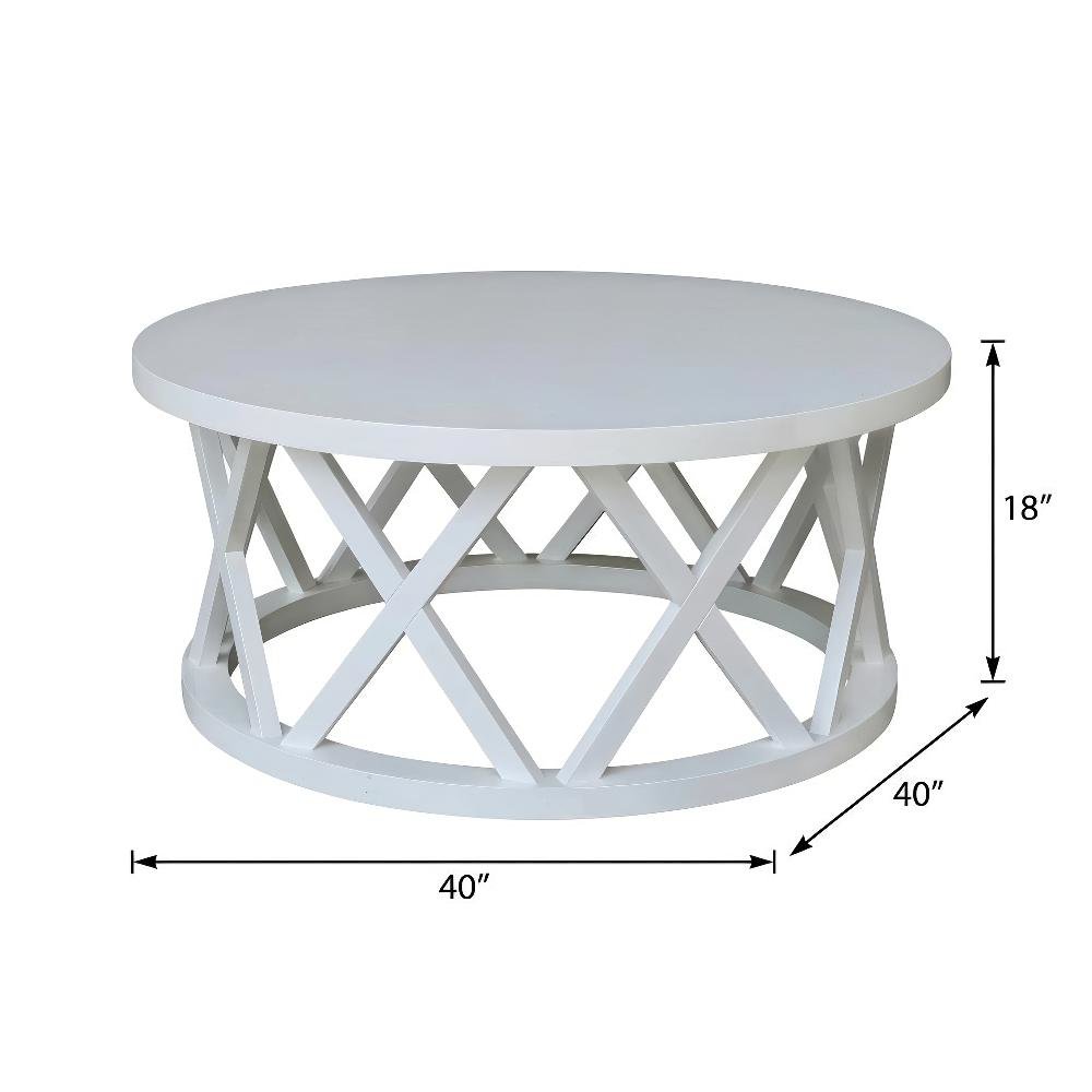 White Round Coffee Table with Parawood Construction and Sturdy Design