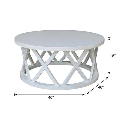 White Round Coffee Table with Parawood Construction and Sturdy Design