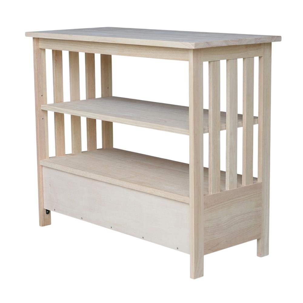 Unfinished Mission TV Stand in Natural Finish for Modern Living Room