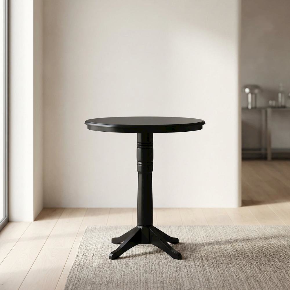 Black 36-Inch Round Pedestal Table with Sturdy Design and Elegant Finish