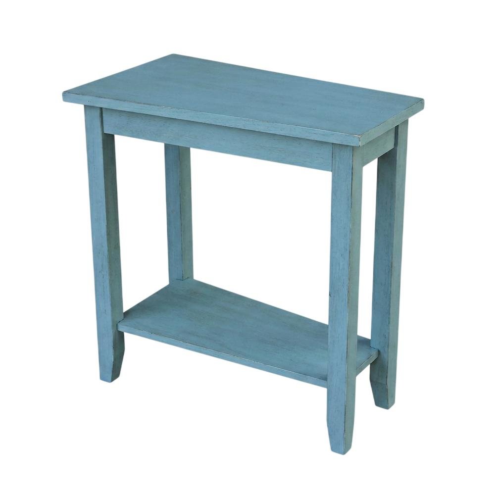 Ocean Blue Accent Table with Antique Rubbed Finish for Stylish Living Spaces