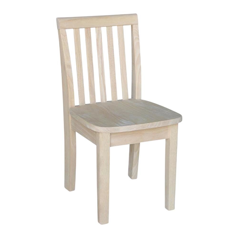 Solid Wood Dining Chairs, Mission-Style Juvenile Unfinished Hardwood Set