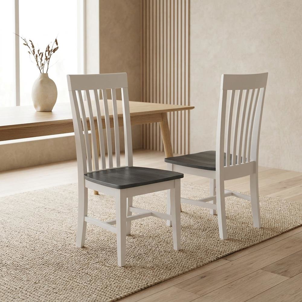 Solid Wood Dining Chairs with Tall Mission-Style Back for Kitchen Table