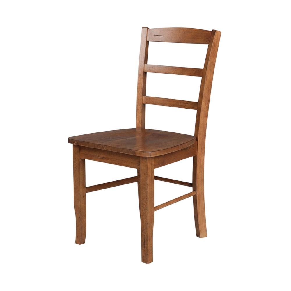Distressed-Finish Solid Wood Ladderback Farmhouse Dining Chairs, Set of 2