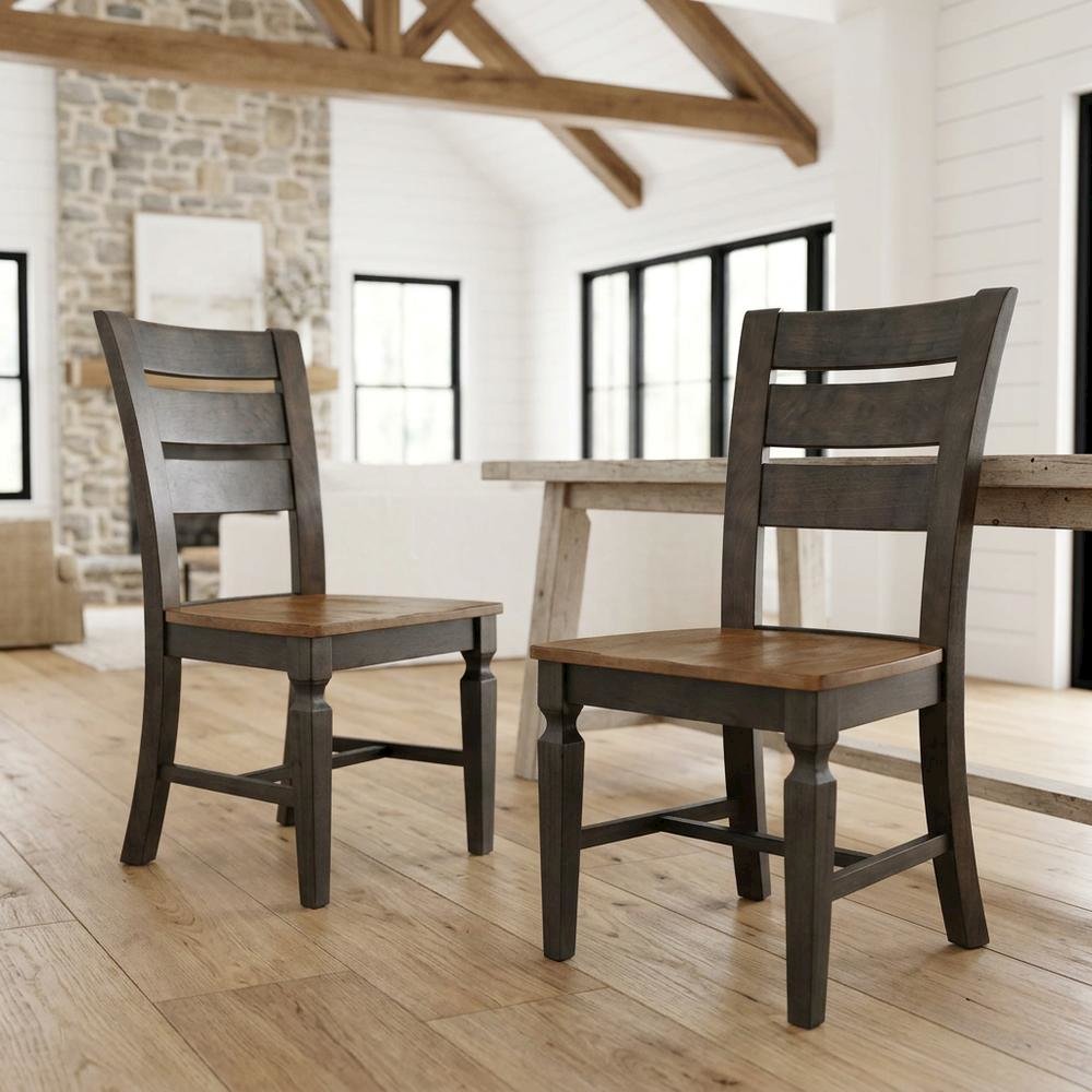 Solid Wood Ladderback Farmhouse Dining Chairs for Dining Room, Set of 2