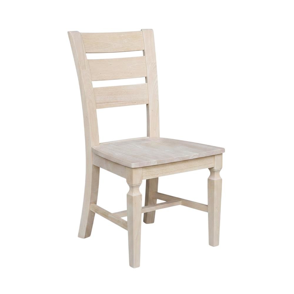 Solid Hardwood Ladder-Back Dining Chairs, Unfinished, Set of 2
