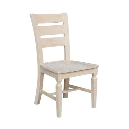 Solid Hardwood Ladder-Back Dining Chairs, Unfinished, Set of 2