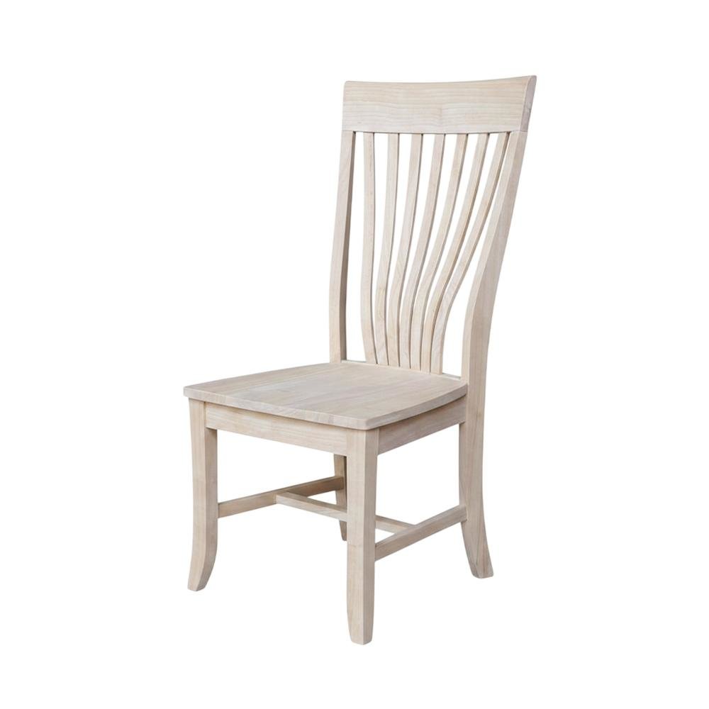 Unfinished Solid Hardwood Dining Chairs for Kitchen or Dining Room, Set of 2