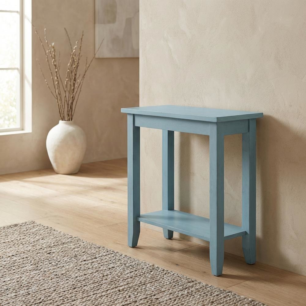 Ocean Blue Accent Table with Antique Rubbed Finish for Stylish Living Spaces