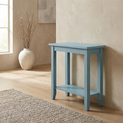 Ocean Blue Accent Table with Antique Rubbed Finish for Stylish Living Spaces