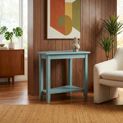 Ocean Blue Accent Table with Antique Rubbed Finish for Stylish Living Spaces